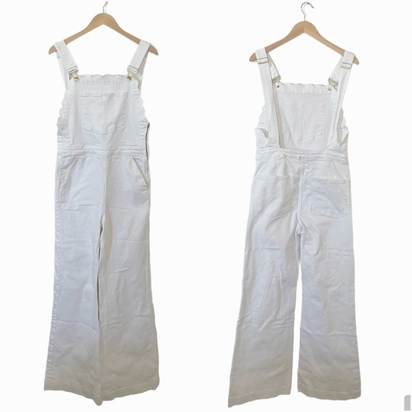 Frame Denim Scallop Edge Overalls White Jeans - Picture 5 of 12